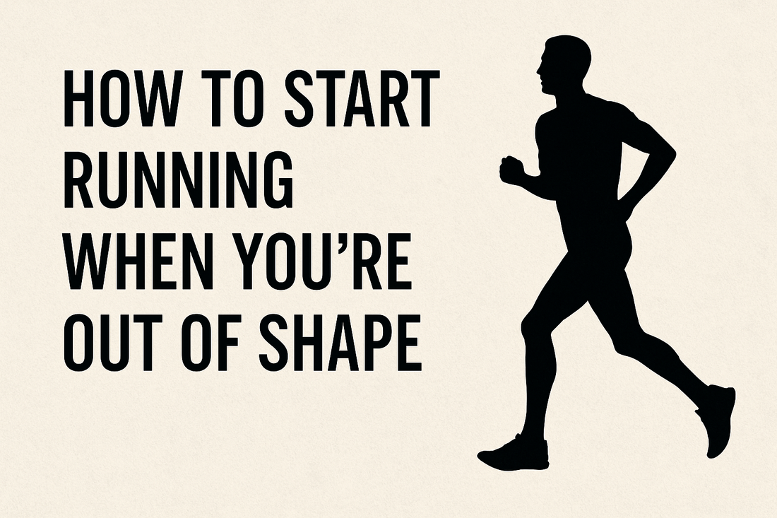 Text saying "How to start running when you're out of shape" with silhouette of a running man.