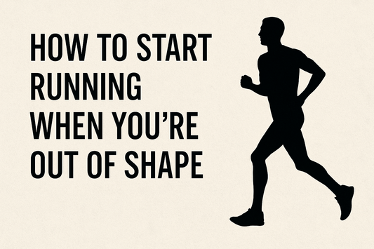 Text saying "How to start running when you're out of shape" with silhouette of a running man.