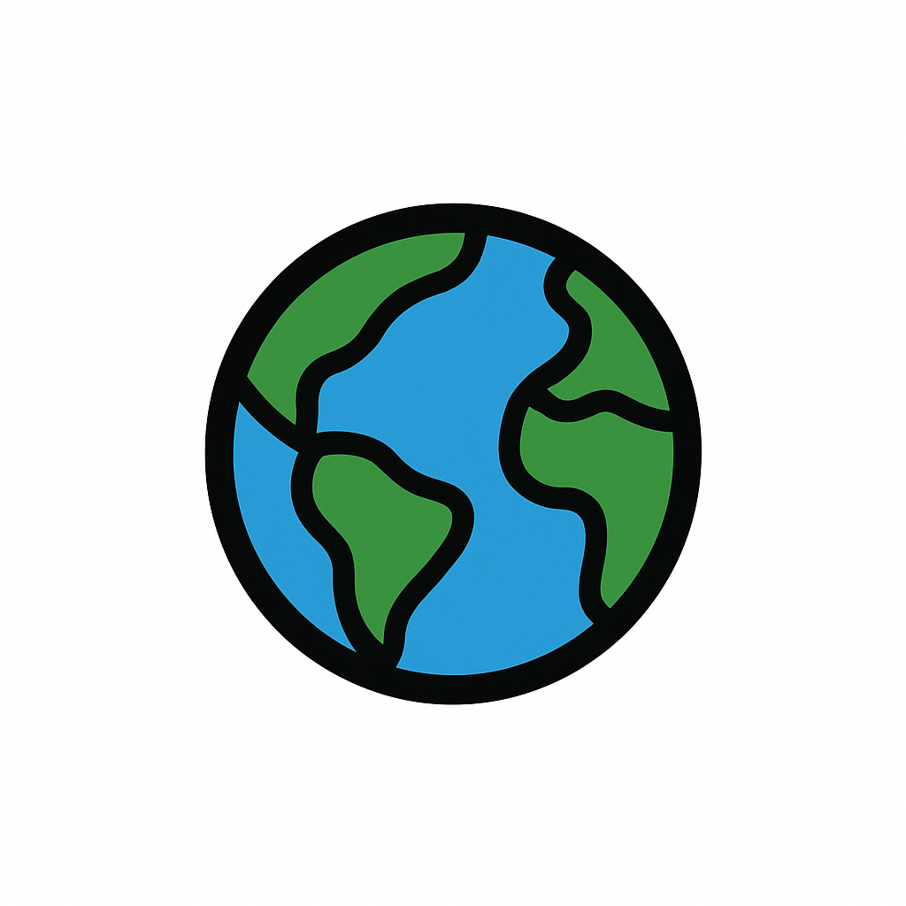 Globe icon representing international reach and global accessibility.